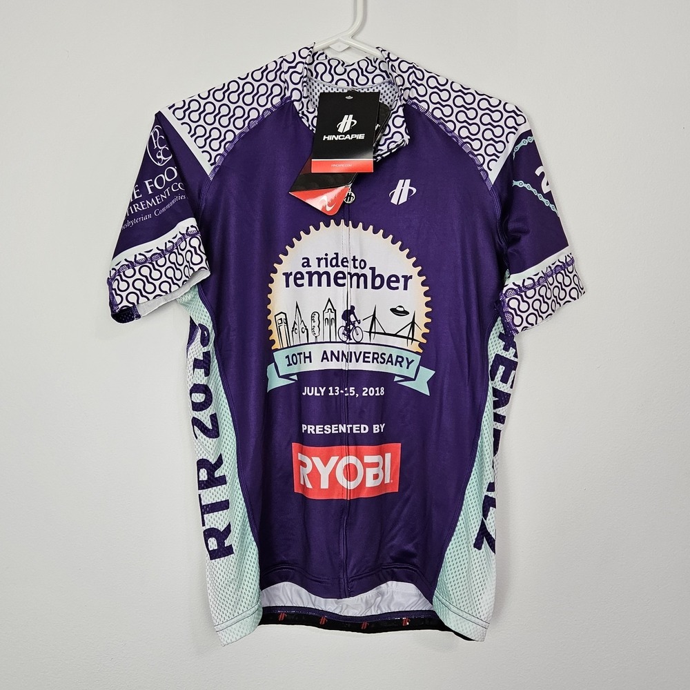 Hincapie Cycling Jersey Mens Sz L Ride To Remember Full Zip Short Sleeve‎ NEW